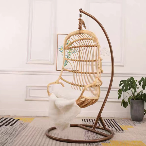 BohoBoho Ortu Rattan Hanging Chair with Stand Natural 75x75x110cm Chairs Stools Urban Sales